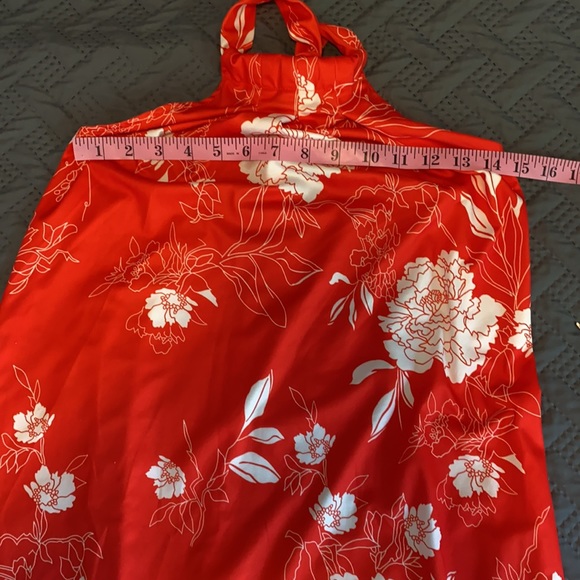 Red and White Floral Halter Dress - Medium - Picture 4 of 7